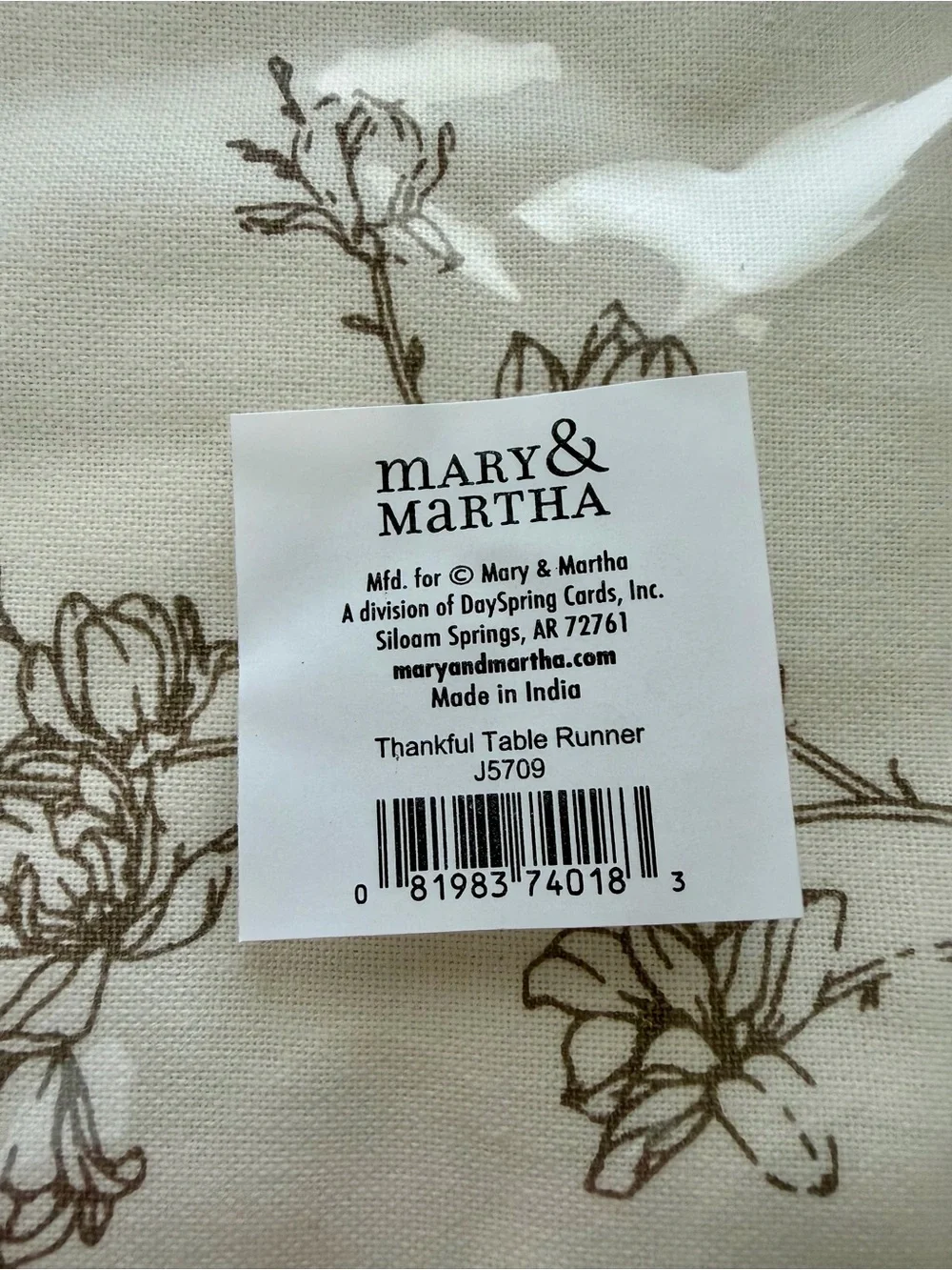 Mary & Martha Thankful Floral Table Runner NWT Tassel Farmhouse